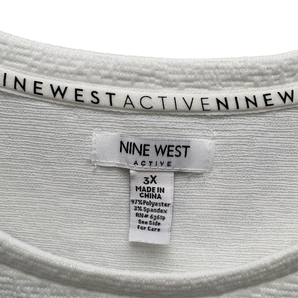 Nine West Active Womens 3X Off-White Textured Jacquard Long Sleeve Sweatshirt - Picture 3 of 6